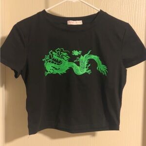 Black Dragon print crop top (Med)